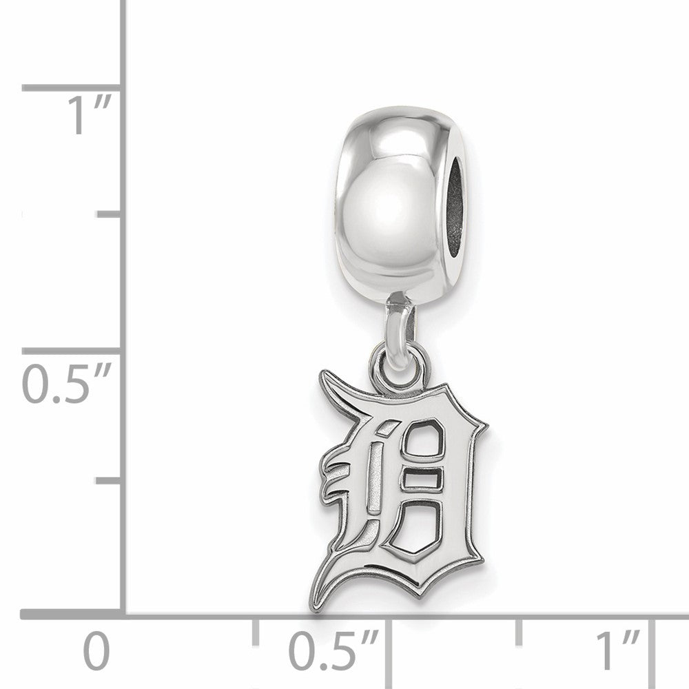 Sterling Silver Rhodium Plated Major League Baseball LogoArt Detroit Tigers Small Dangle Bead