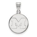 Sterling Silver Rhodium-plated LogoArt University of Michigan Letter M Medium Disc Pendant