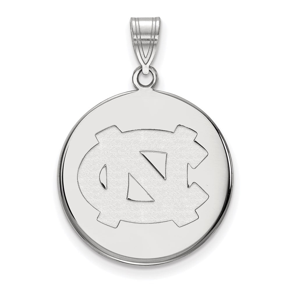 14k White Gold LogoArt University of North Carolina N-C Large Disc Pendant