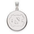Sterling Silver Rhodium-plated LogoArt University of North Carolina N-C Large Disc Pendant