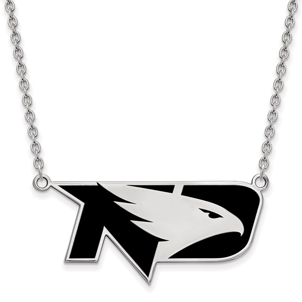 Sterling Silver Rhodium-plated LogoArt University of North Dakota Large Enameled Pendant 18 inch Necklace