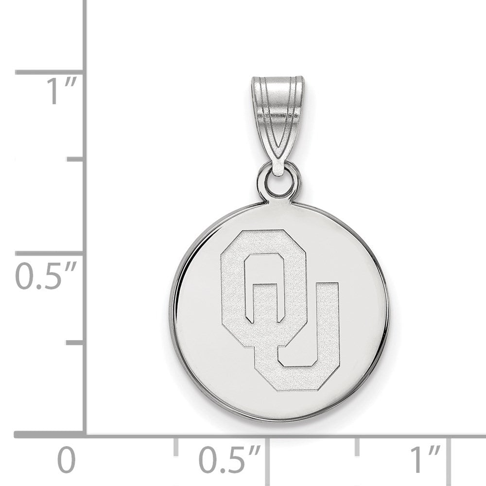 14k White Gold LogoArt University of Oklahoma O-U Medium Disc Pendant