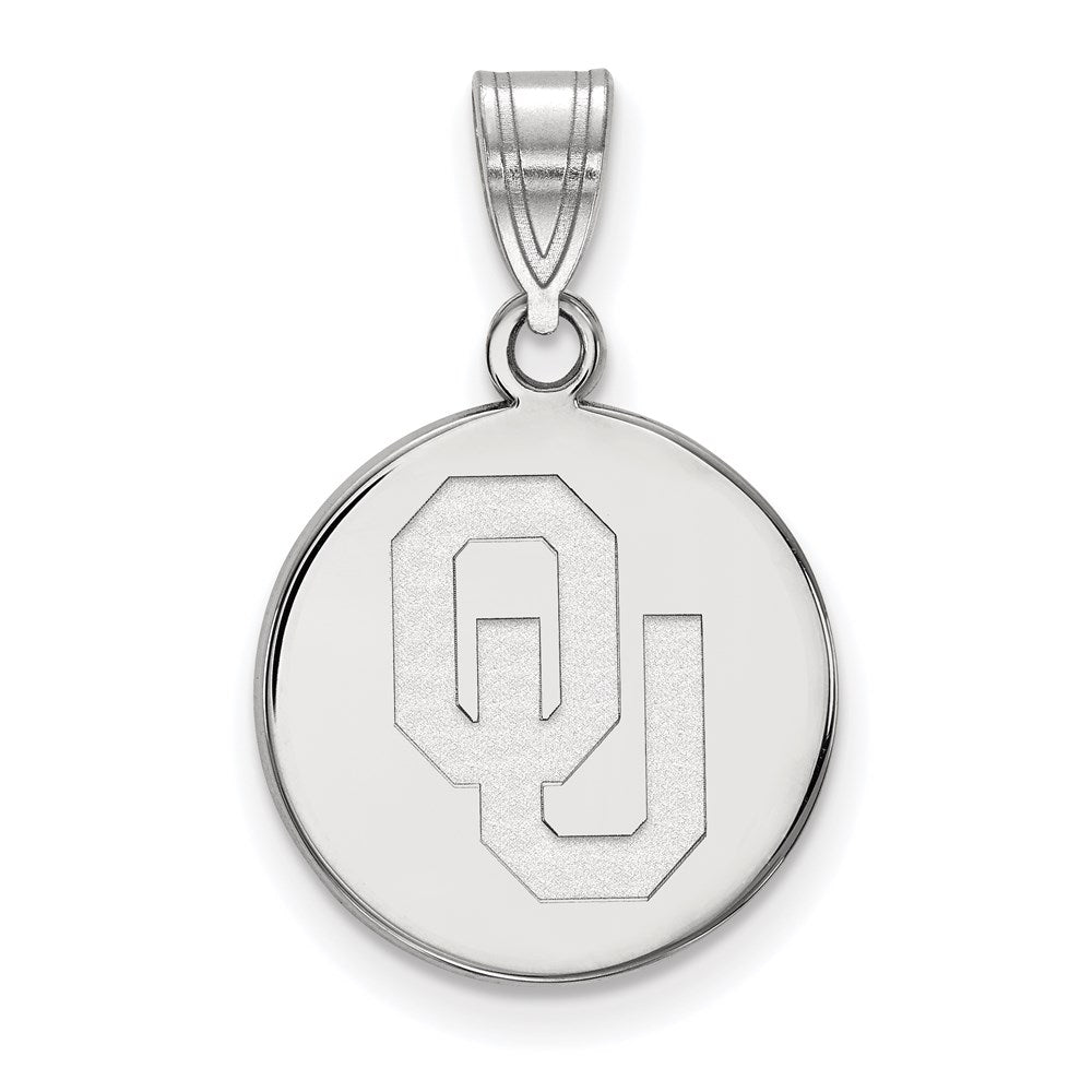 14k White Gold LogoArt University of Oklahoma O-U Medium Disc Pendant