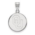 Sterling Silver Rhodium-plated LogoArt University of Oklahoma O-U Medium Disc Pendant