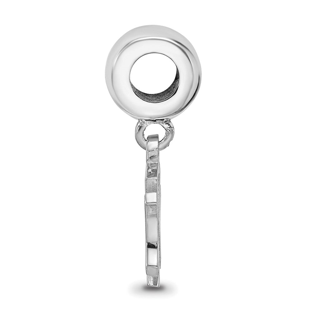Sterling Silver Rhodium Plated Major League Baseball LogoArt New York Yankees N-Y Dangle Bead