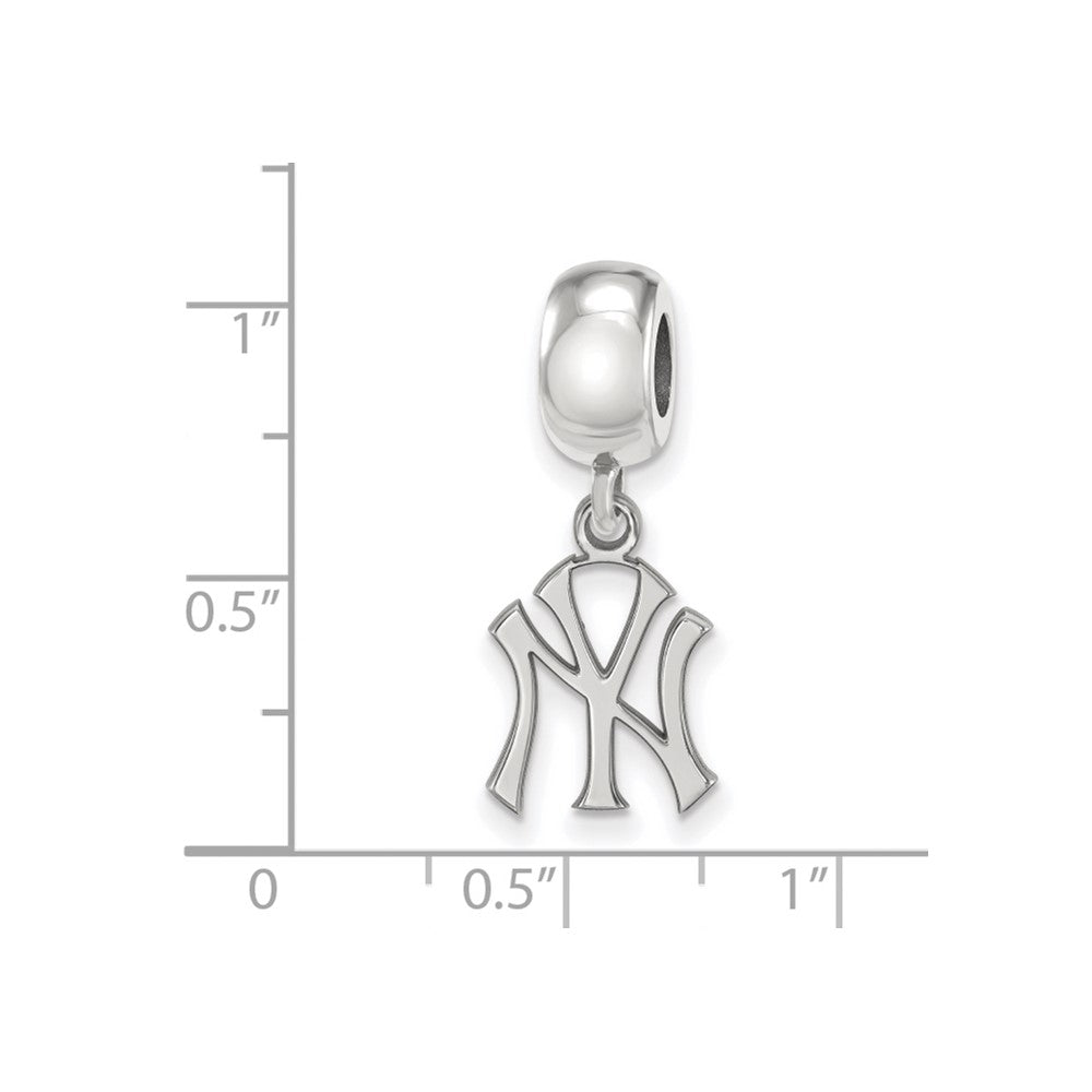 Sterling Silver Rhodium Plated Major League Baseball LogoArt New York Yankees N-Y Dangle Bead