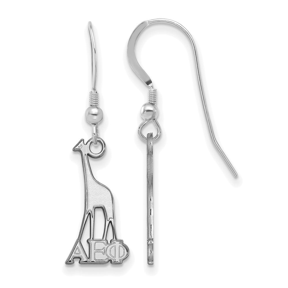 Sterling Silver Rhodium-plated LogoArt Alpha Epsilon Phi Sorority Symbol Small Dangle Wire Earrings