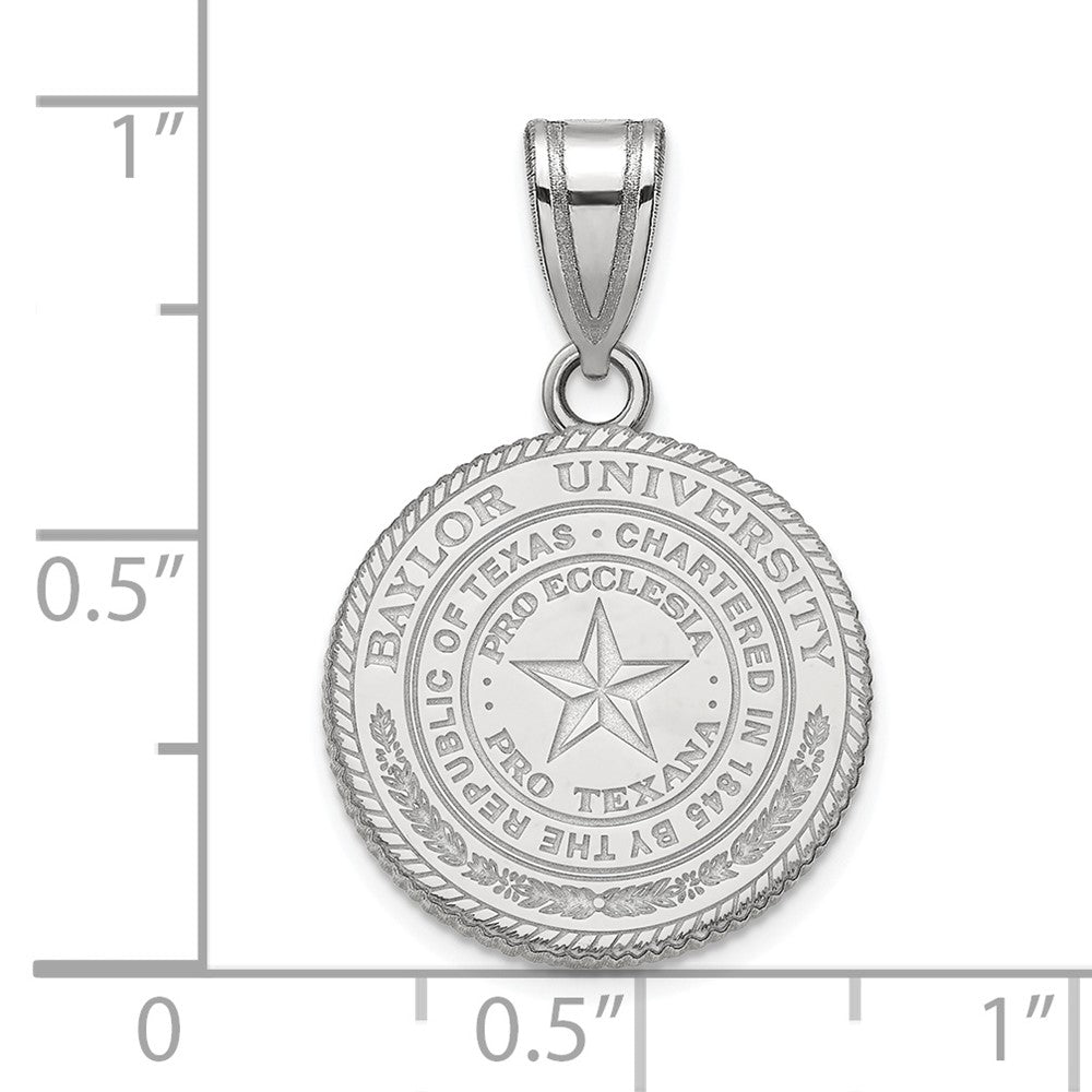 Sterling Silver Rhodium-plated LogoArt Baylor University Medium Crest Pendant