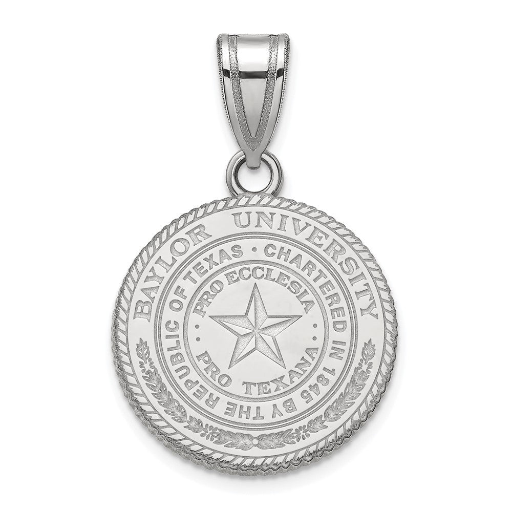 Sterling Silver Rhodium-plated LogoArt Baylor University Medium Crest Pendant