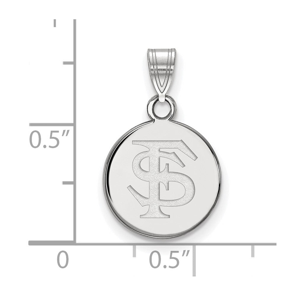 14k White Gold LogoArt Florida State University F-S Small Disc Pendant