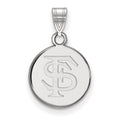 Sterling Silver Rhodium-plated LogoArt Florida State University F-S Small Disc Pendant