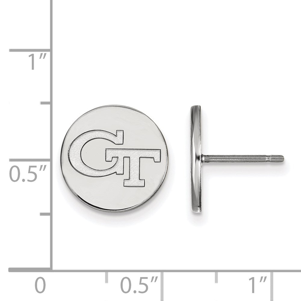 Sterling Silver Rhodium-plated LogoArt Georgia Institute of Technology G-T Small Disc Post Earrings