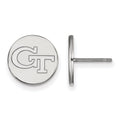 Sterling Silver Rhodium-plated LogoArt Georgia Institute of Technology G-T Small Disc Post Earrings