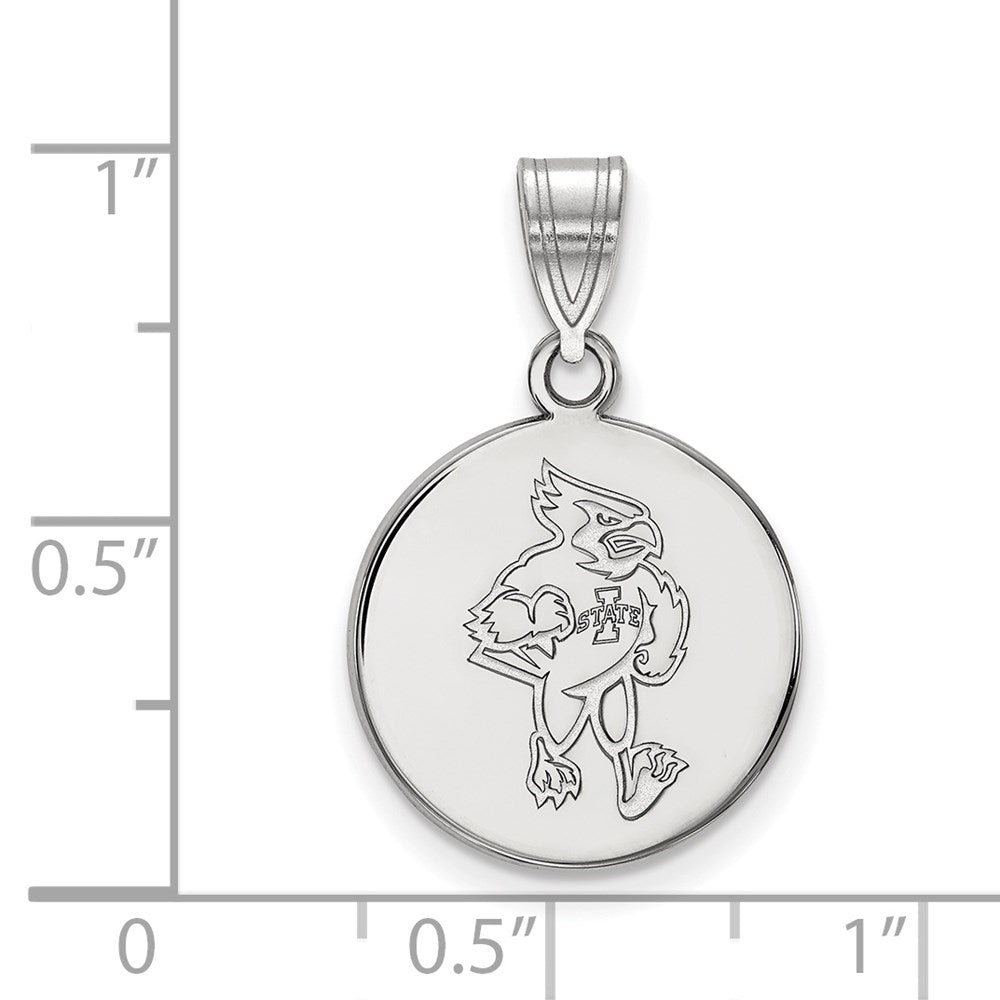 14k White Gold LogoArt Iowa State University Cardinal Medium Disc Pendant