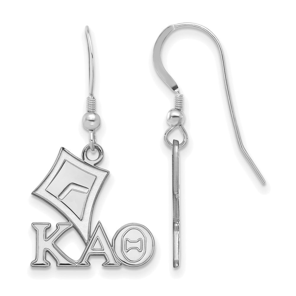 Sterling Silver Rhodium-plated LogoArt Kappa Alpha Theta Sorority Symbol Small Dangle Wire Earrings