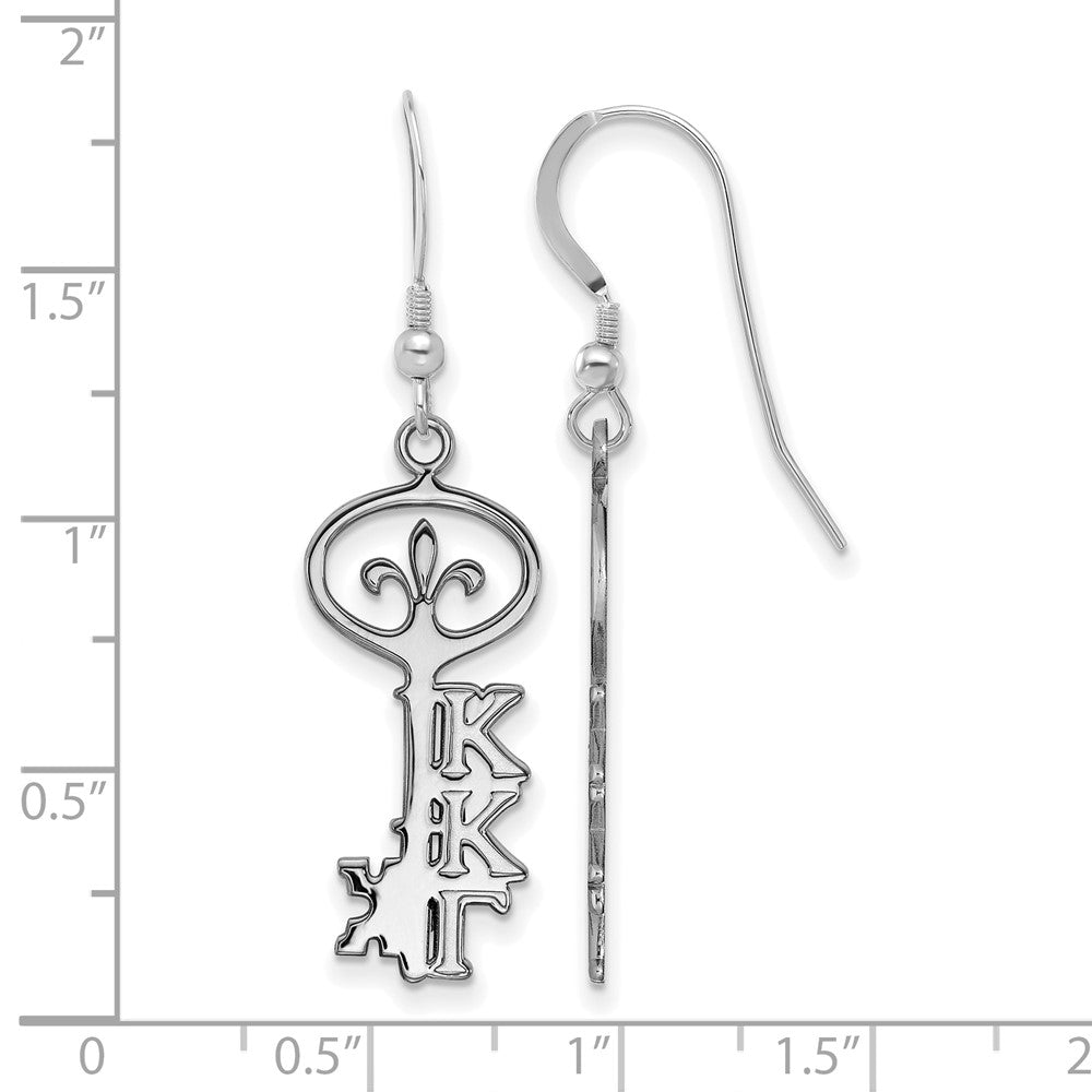 Sterling Silver Rhodium-plated LogoArt Kappa Kappa Gamma Sorority Symbol Small Dangle Wire Earrings