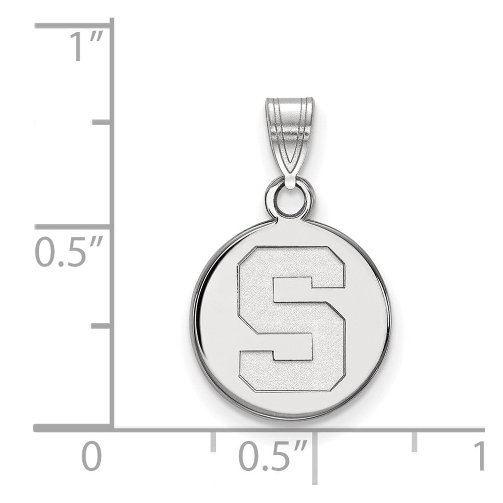 Sterling Silver Rhodium-plated LogoArt Michigan State University Letter S Small Disc Pendant