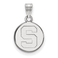 Sterling Silver Rhodium-plated LogoArt Michigan State University Letter S Small Disc Pendant