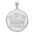 14k White Gold LogoArt Northern Illinois University N-I-U with Huskies Extra Large Disc Pendant