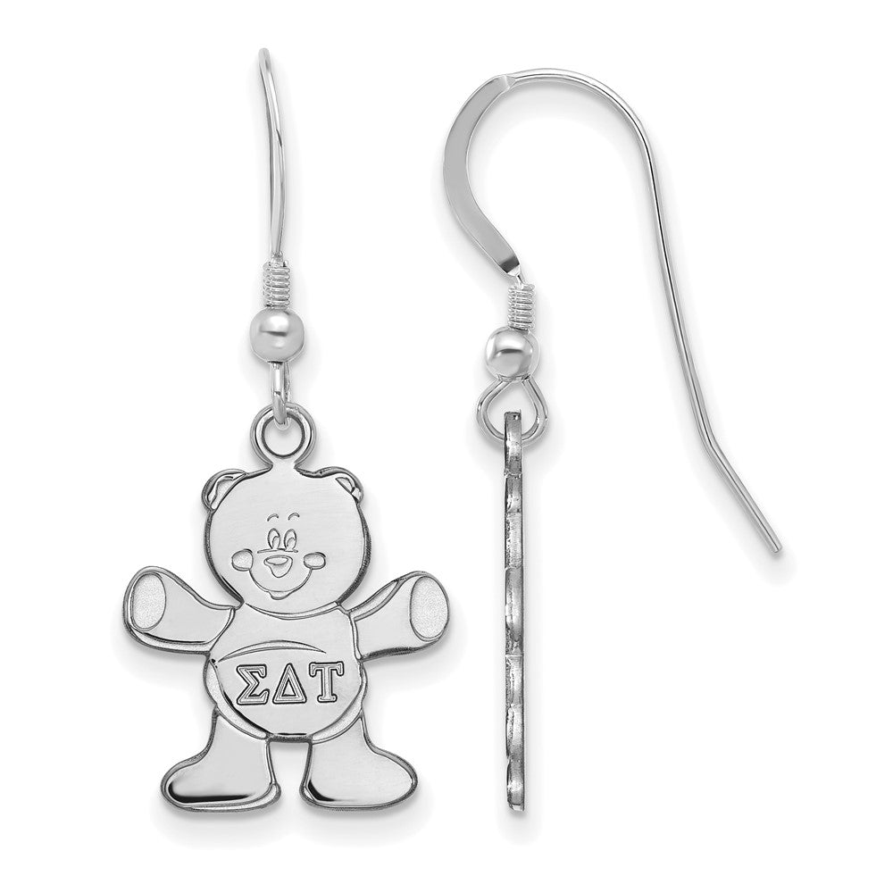 Sterling Silver Rhodium-plated LogoArt Sigma Delta Tau Sorority Symbol Small Dangle Wire Earrings