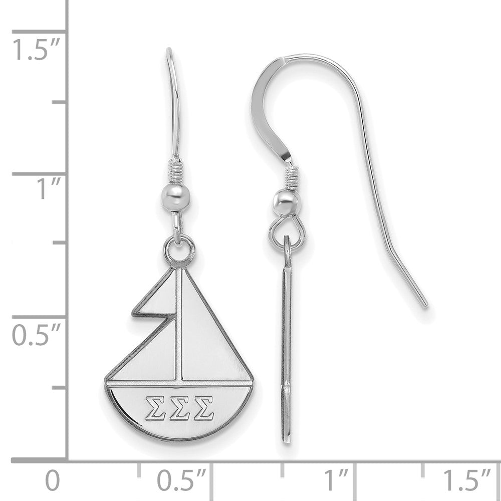 Sterling Silver Rhodium-plated LogoArt Sigma Sigma Sigma Sorority Symbol Small Dangle Wire Earrings