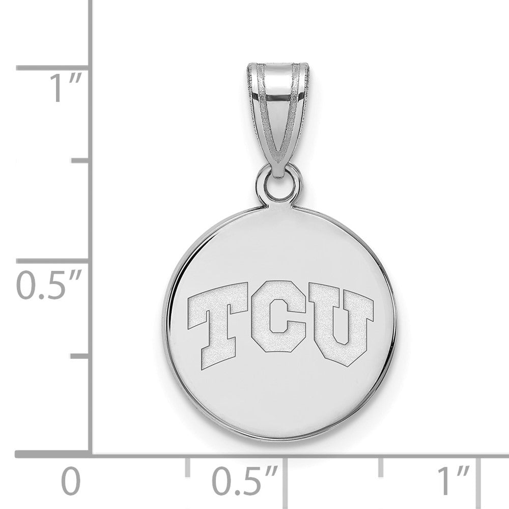 14k White Gold LogoArt Texas Christian University T-C-U Medium Disc Pendant
