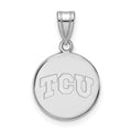 14k White Gold LogoArt Texas Christian University T-C-U Medium Disc Pendant