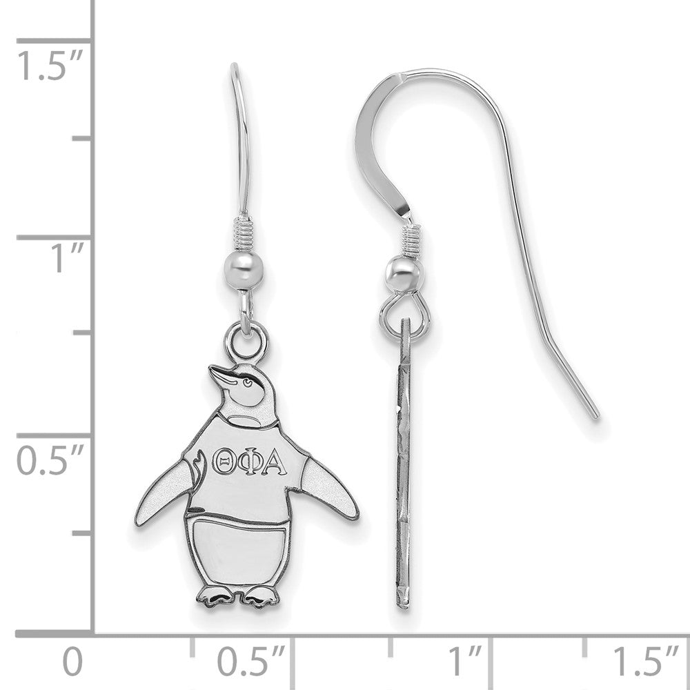 Sterling Silver Rhodium-plated LogoArt Theta Phi Alpha Sorority Symbol Small Dangle Wire Earrings