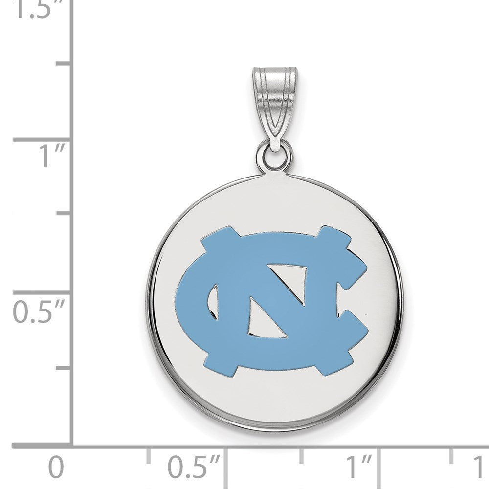 Sterling Silver Rhodium-plated LogoArt University of North Carolina N-C Large Enameled Disc Pendant