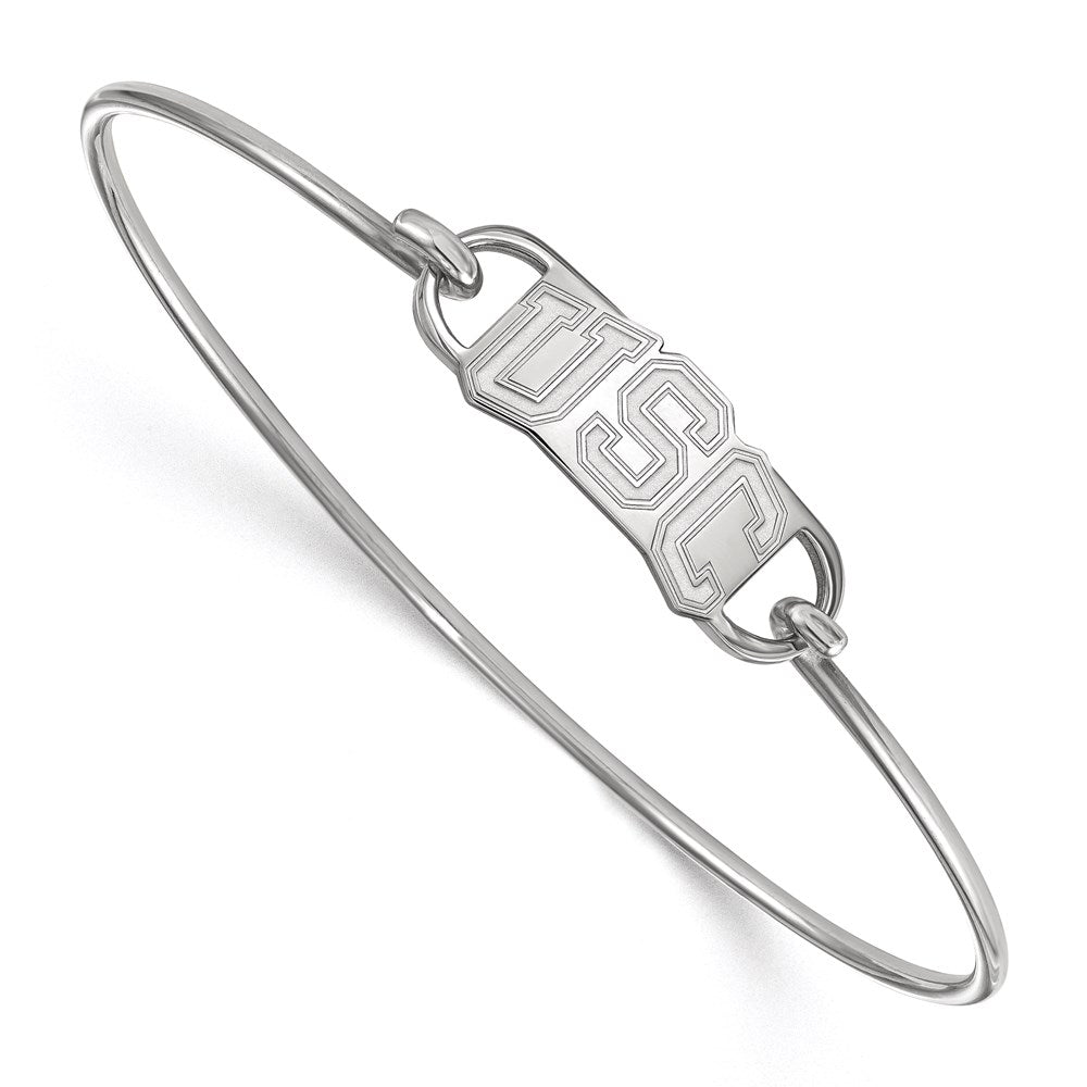Sterling Silver Rhodium-plated University of Southern California U-S-C Small Center 7 inch Wire Bangle