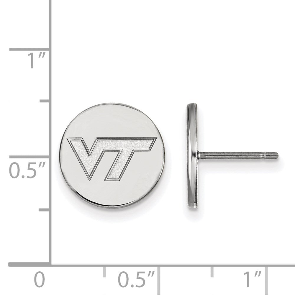 Sterling Silver Rhodium-plated LogoArt Virginia Tech V-T Small Disc Earrings