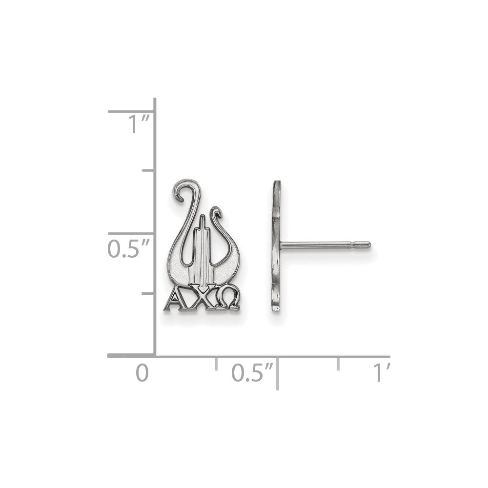 Sterling Silver Rhodium-plated LogoArt Alpha Chi Omega Sorority Symbol Small Post Earrings