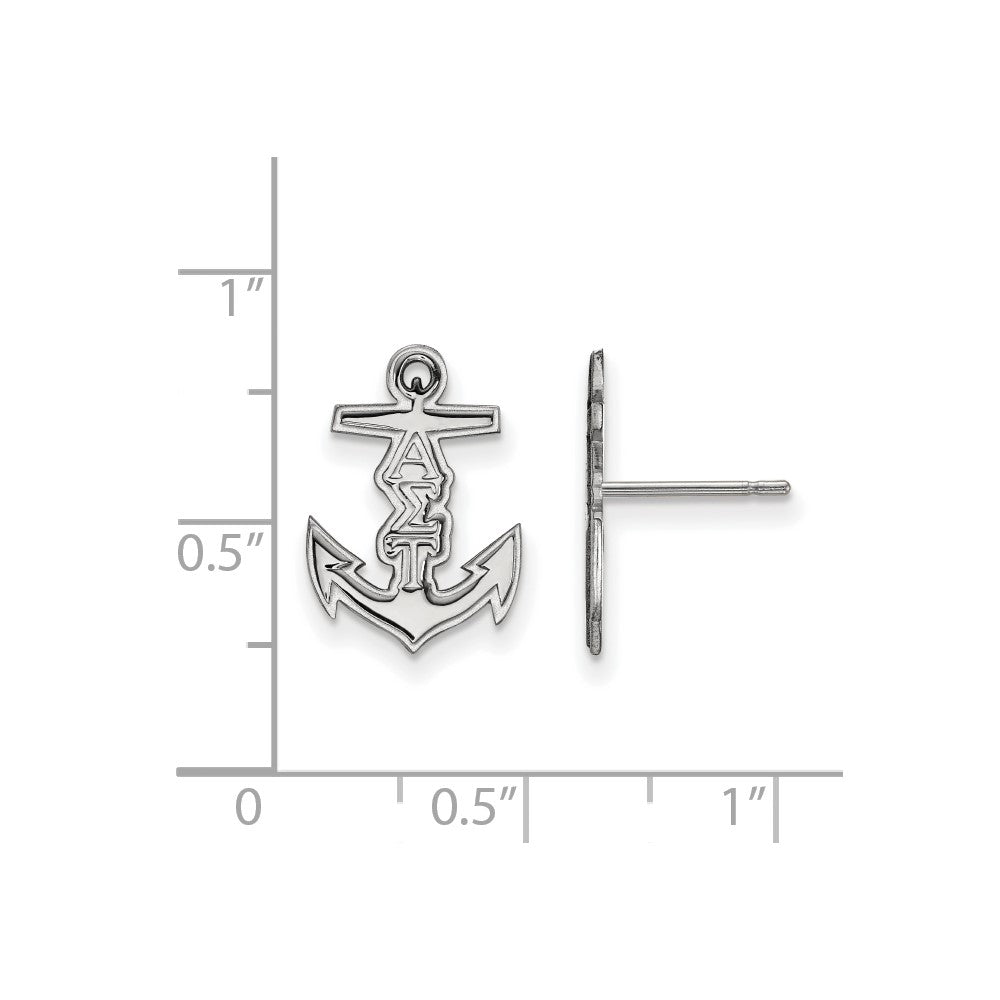 Sterling Silver Rhodium-plated LogoArt Alpha Sigma Tau Sorority Symbol Extra Small Post Earrings