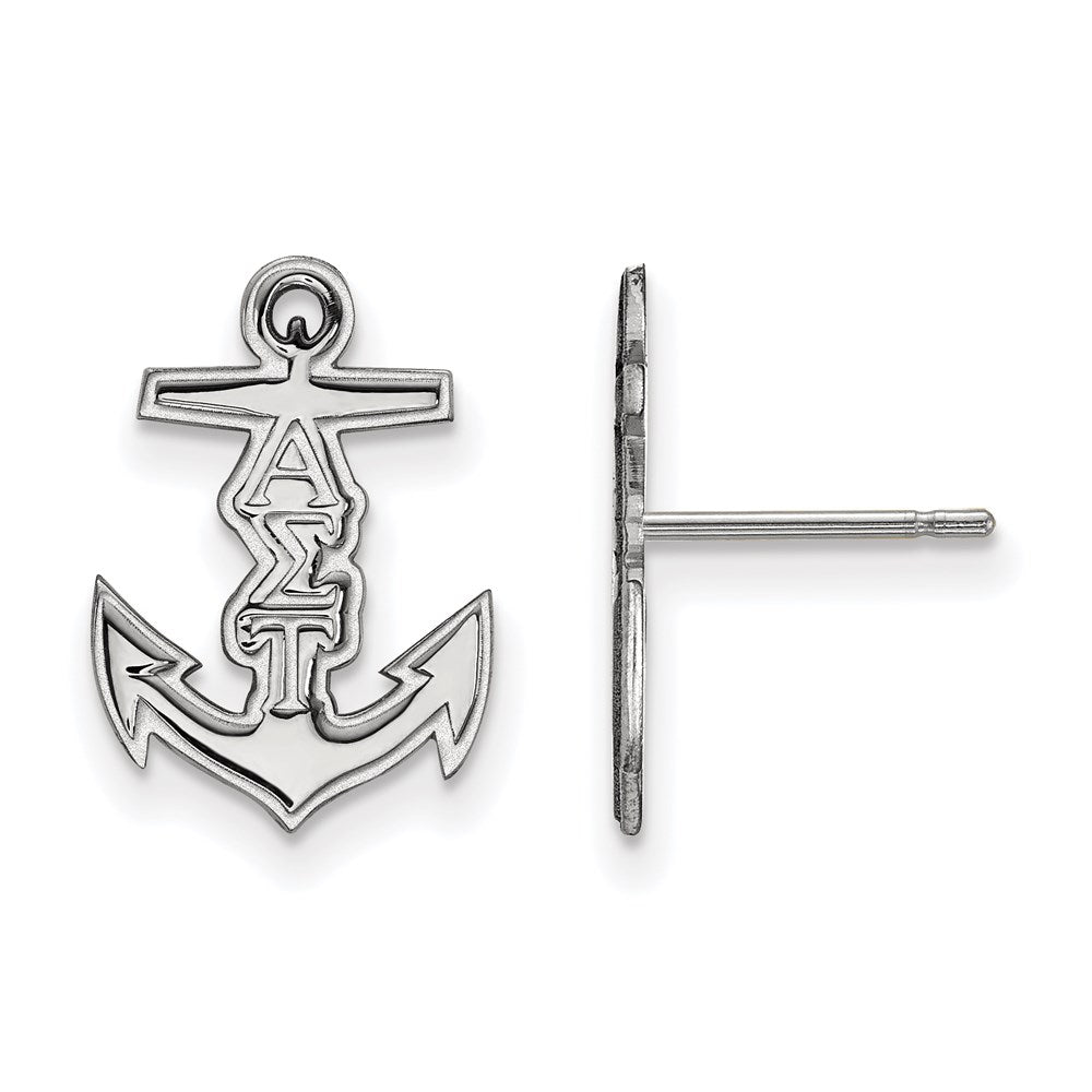 Sterling Silver Rhodium-plated LogoArt Alpha Sigma Tau Sorority Symbol Extra Small Post Earrings