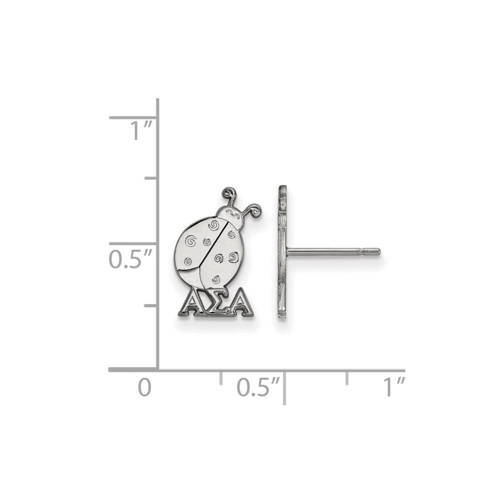 Sterling Silver Rhodium-plated LogoArt Alpha Sigma Alpha Sorority Symbol Extra Small Post Earrings