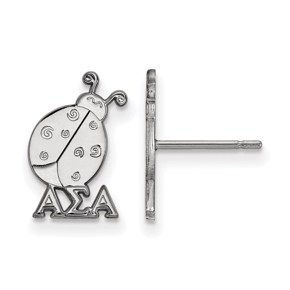 Sterling Silver Rhodium-plated LogoArt Alpha Sigma Alpha Sorority Symbol Extra Small Post Earrings