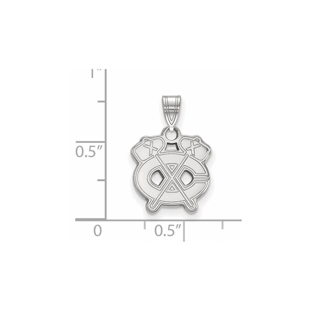 14k White Gold NHL LogoArt Chicago Blackhawks Letter C and Tomahawk Small Pendant