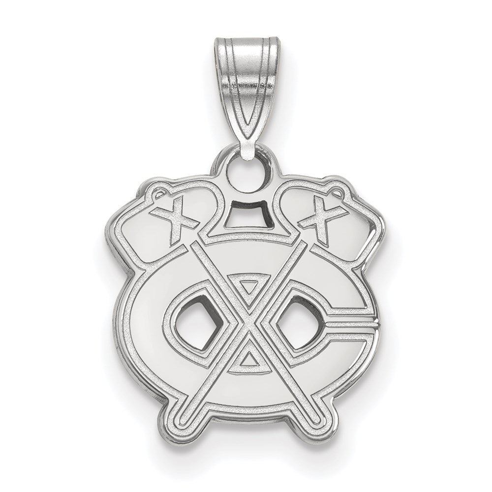 10k White Gold NHL LogoArt Chicago Blackhawks Letter C and Tomahawk Small Pendant