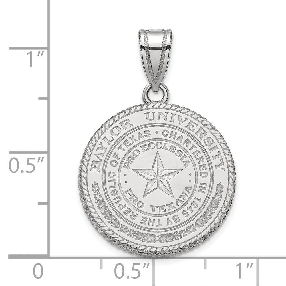 Sterling Silver Rhodium-plated LogoArt Baylor University Large Crest Pendant