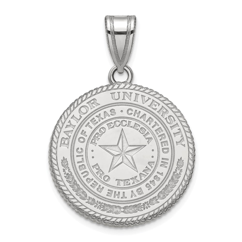 Sterling Silver Rhodium-plated LogoArt Baylor University Large Crest Pendant