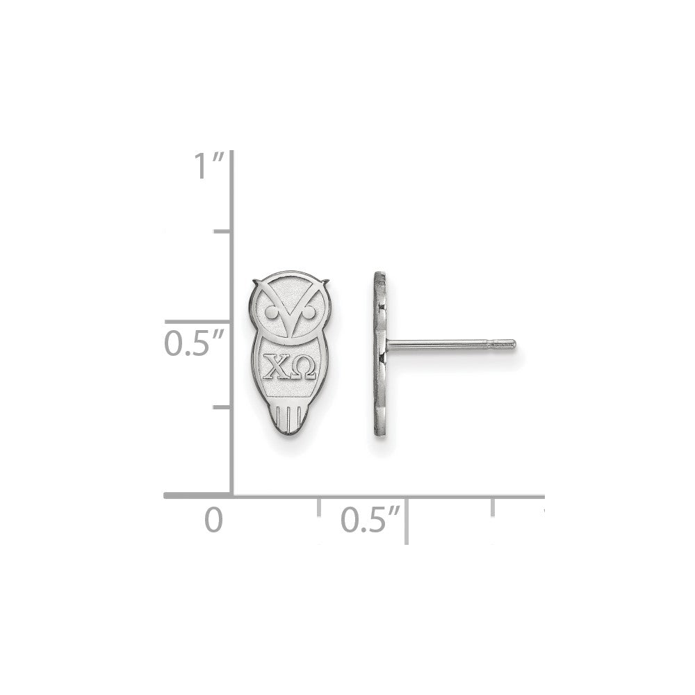 Sterling Silver Rhodium-plated LogoArt Chi Omega Sorority Symbol Extra Small Post Earrings