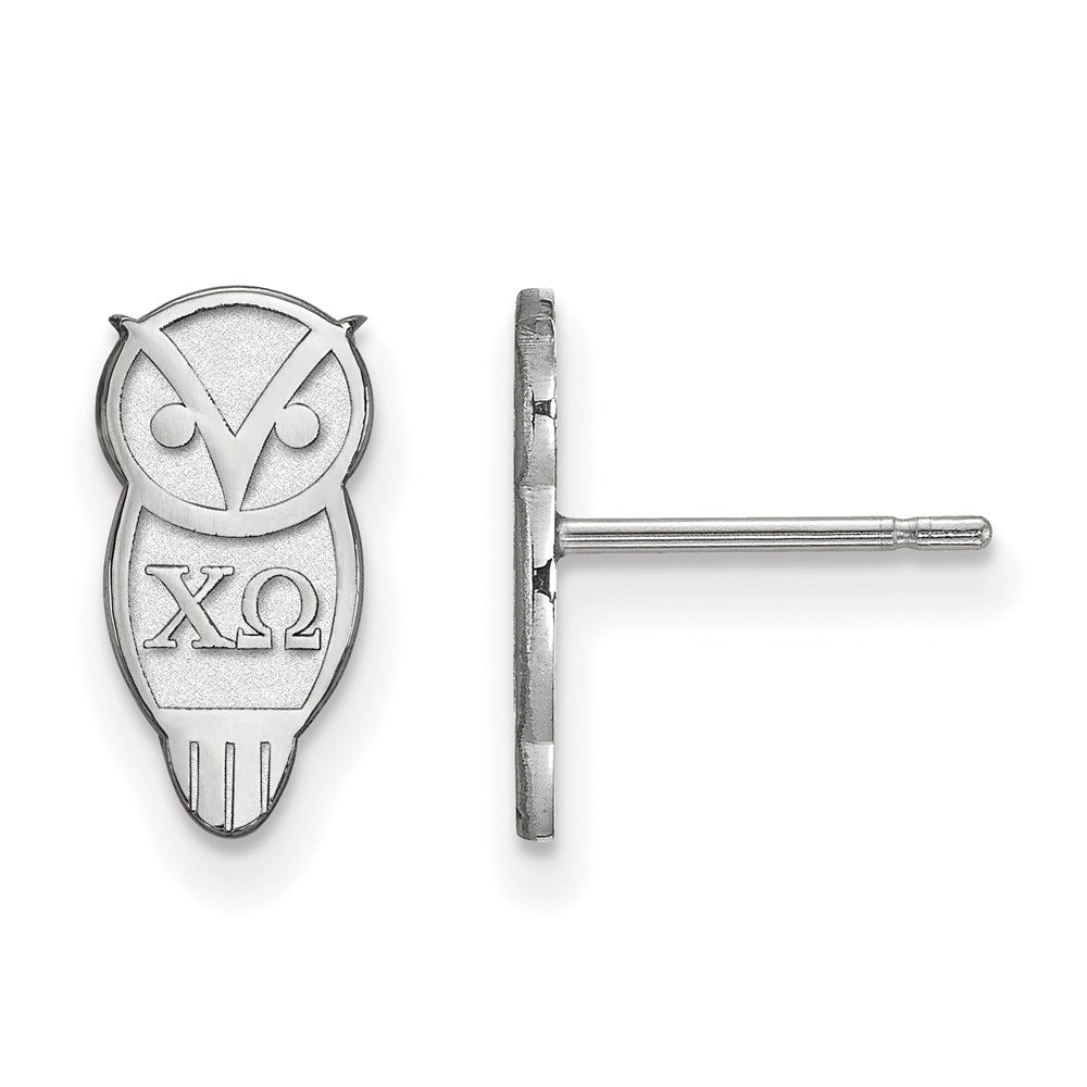 Sterling Silver Rhodium-plated LogoArt Chi Omega Sorority Symbol Extra Small Post Earrings
