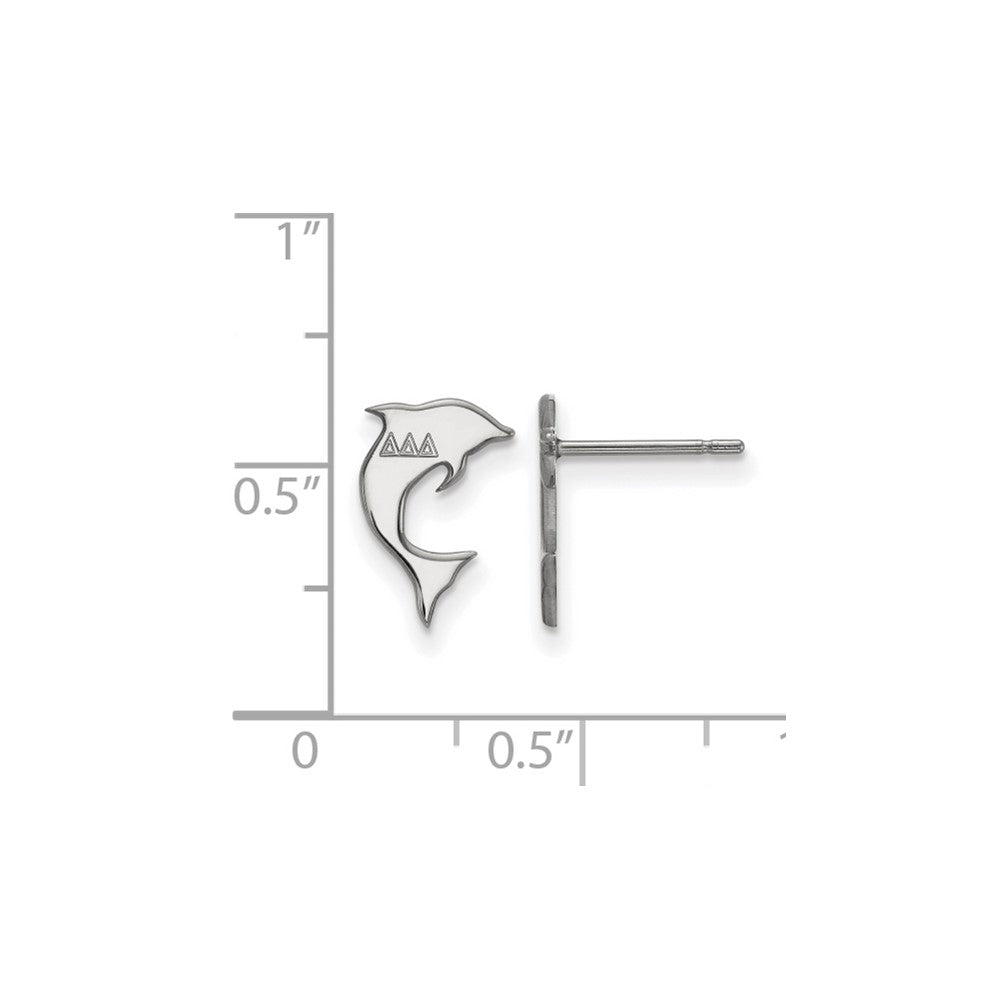 Sterling Silver Rhodium-plated LogoArt Delta Delta Delta Sorority Symbol Extra Small Post Earrings