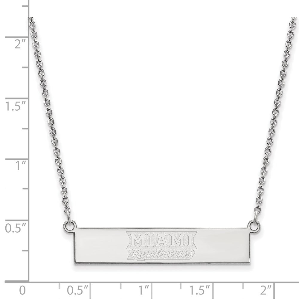 SS Rh-plat LogoArt Miami University Small Bar Necklace