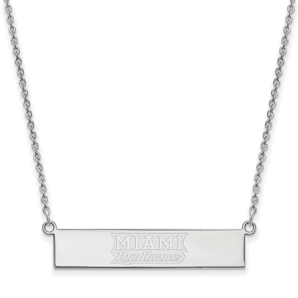 SS Rh-plat LogoArt Miami University Small Bar Necklace