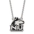 Sterling Silver Rhodium-plated LogoArt Northern Illinois University N-I-U Huskies Large Enameled Pendant 18 inch Necklace