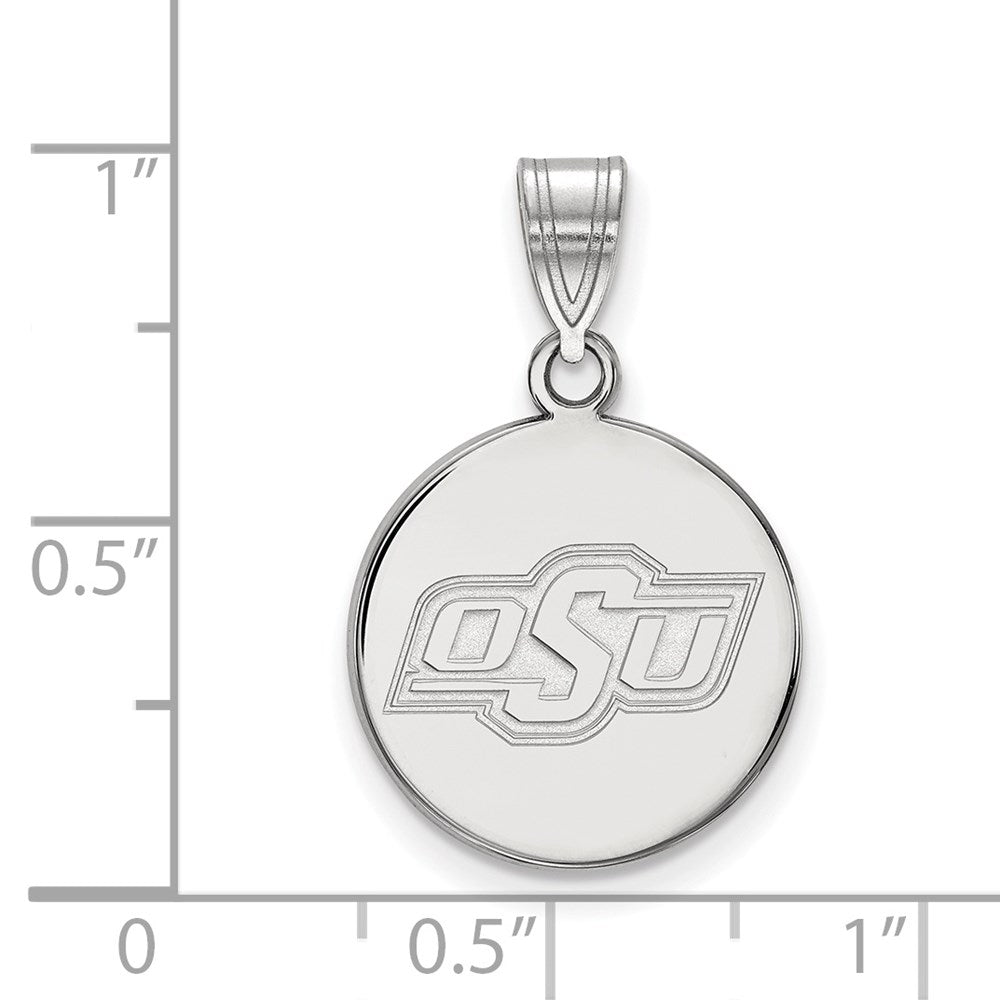 14k White Gold LogoArt Oklahoma State University O-S-U Medium Disc Pendant