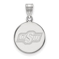 10k White Gold LogoArt Oklahoma State University O-S-U Medium Disc Pendant