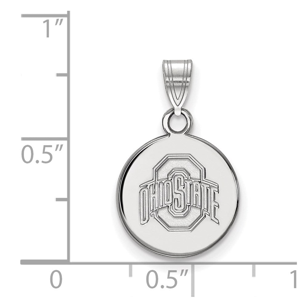 14k White Gold LogoArt The Ohio State University Small Disc Pendant
