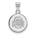Sterling Silver Rhodium-plated LogoArt The Ohio State University Small Disc Pendant